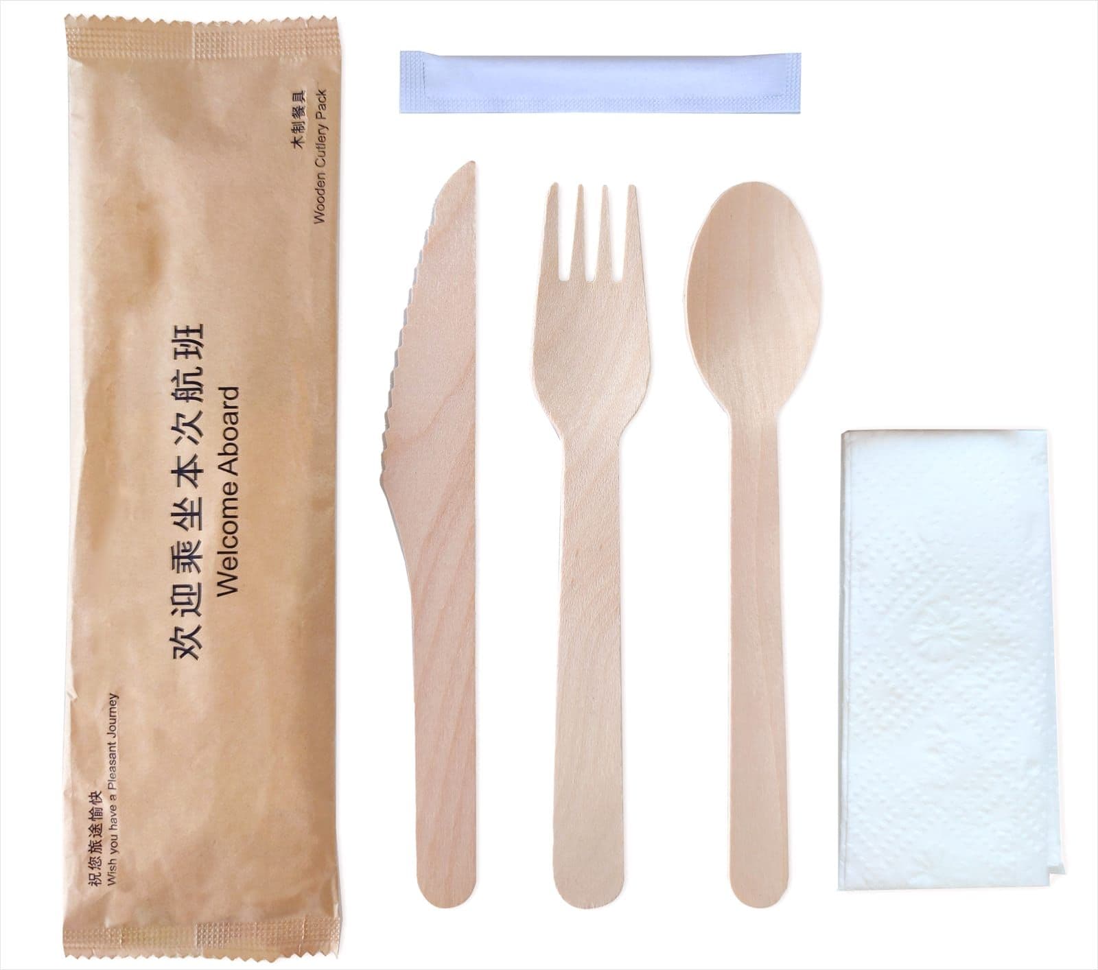 Wooden Cutlery Pack With Condiment & Napkin — inflight catering equipment by Aeroservey